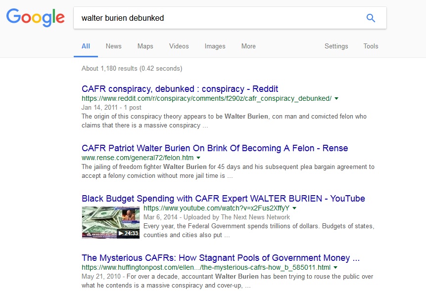 Google search: Walter Burien debunked
